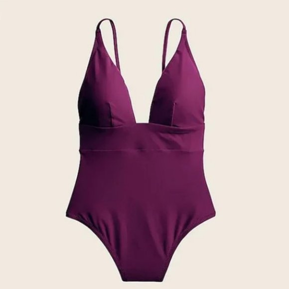 J. Crew Other - J. Crew Deep V-neck French One Piece Swimsuit Iris Purple Plus Size 22 NWT
